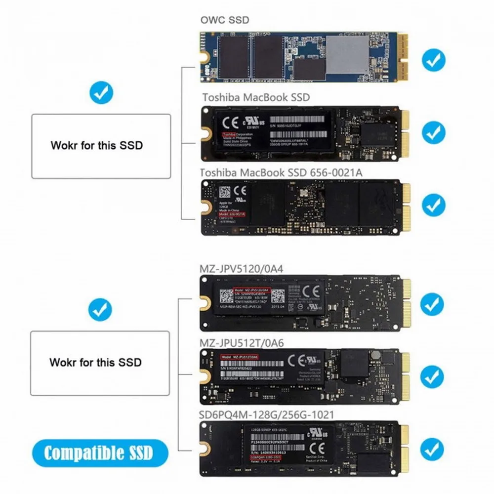 Фото PCI-E 1X PCI Express на 12 + 16 Pin 2013-2017 Mac Pro Air SSD конвертирующая карта для A1493 A1502 A1465 A1466 №4