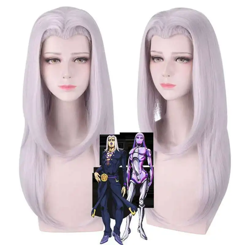 Аниме JOJO's Bizarre Adventure Golden Wind Leone Abbacchio Косплей Костюм Черное длинное пальто из искусственной кожи Униформа Парик Мужской карнавальный костюм (art.: 3920cfea00033) - 3920cfea00033