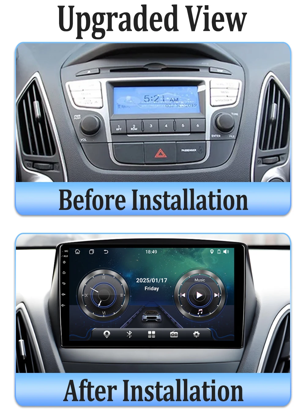 Фото Автомобильный радиоплеер 2 Din Android 15 для Hyundai Tucson 2 ix35 2009-2015 Беспроводной автомобильный радиоплеер CarPlay Android Auto без 2 din №3