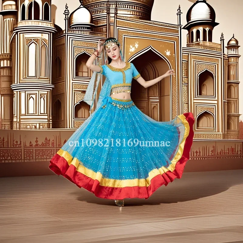 Болливудский танец живота Rave Party Dress Up наряд для взрослых индийское сари топы для танца живота юбка костюм униформа женский арабский Хэллоуин