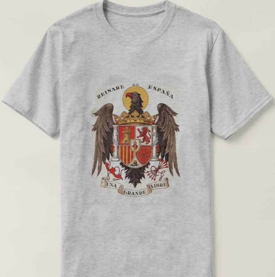 Фото Испанская императорская футболка San Juan Eagle с гербом и графикой, 100% хлопок, с круглым вырезом и коротким рукавом, летняя повседневная мужская футболка №3