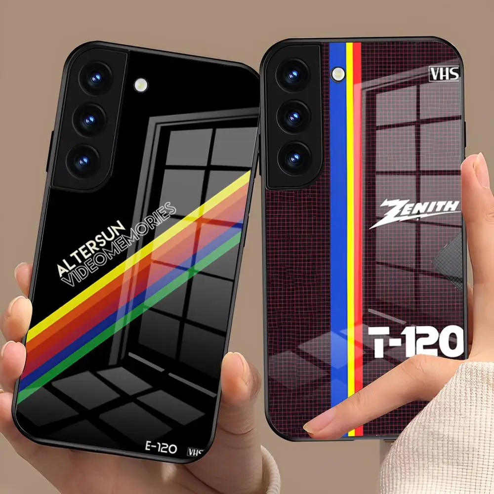 Чехол для телефона с лентой VHS в стиле ретро для Samsung Galaxy S25 S24 S23 S22 S20 S21 Note20 Ultra Plus Fe, цветное серебряное стекло, чехол