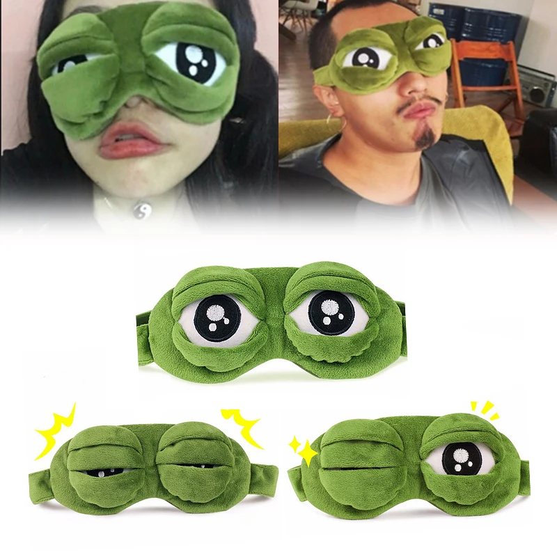 3D Smutna лягушка, маска для сна, натуральный тени для сна, повязка на глаза для женщин и мужчин, мягкая портативная повязка на глаза с повязкой на глаза, дорожная повязка на глаз, 1 шт.