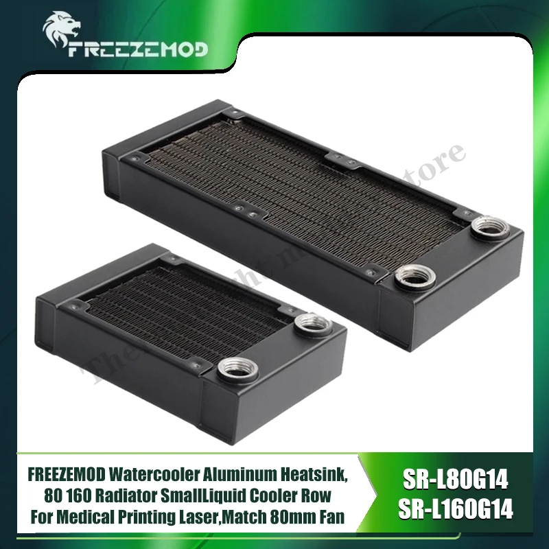 FREEZEMOD Водяной охладитель, алюминиевый радиатор, 80 160 радиатор, небольшой ряд жидкостного охладителя для медицинской печати лазера, вентилятор 80 мм