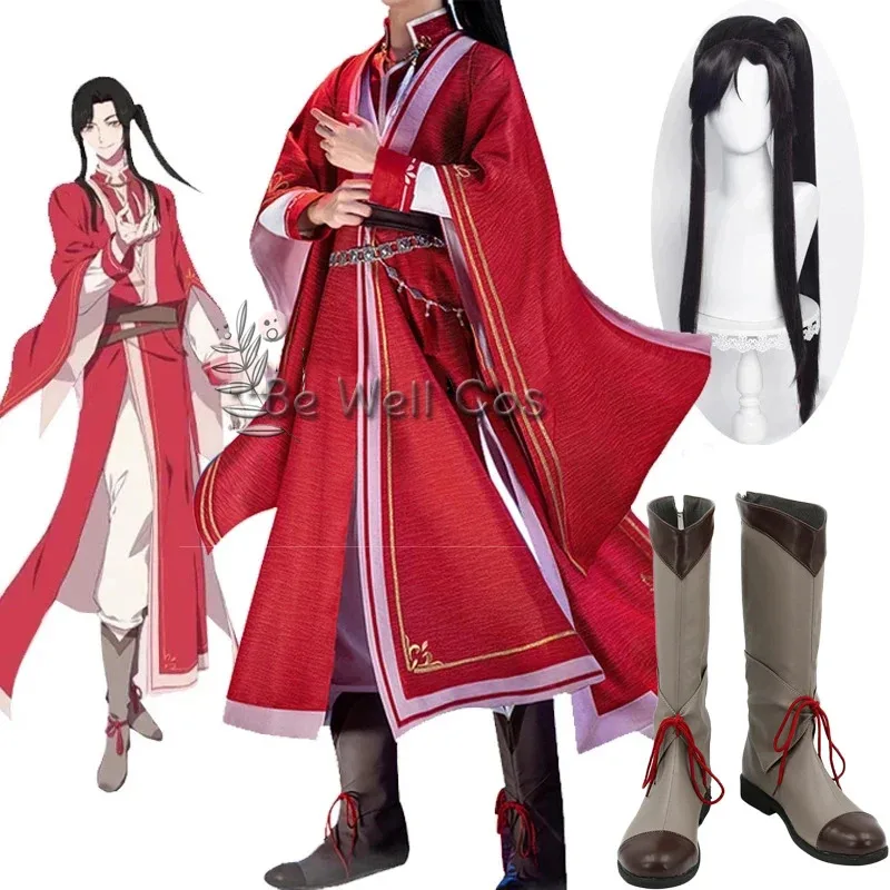 Аниме Heaven Official's Blessing Hua Cheng San Lang Ver Красные костюмы для косплея Tian Guan Ci Fu HuaCheng Обувь для косплея с париком
