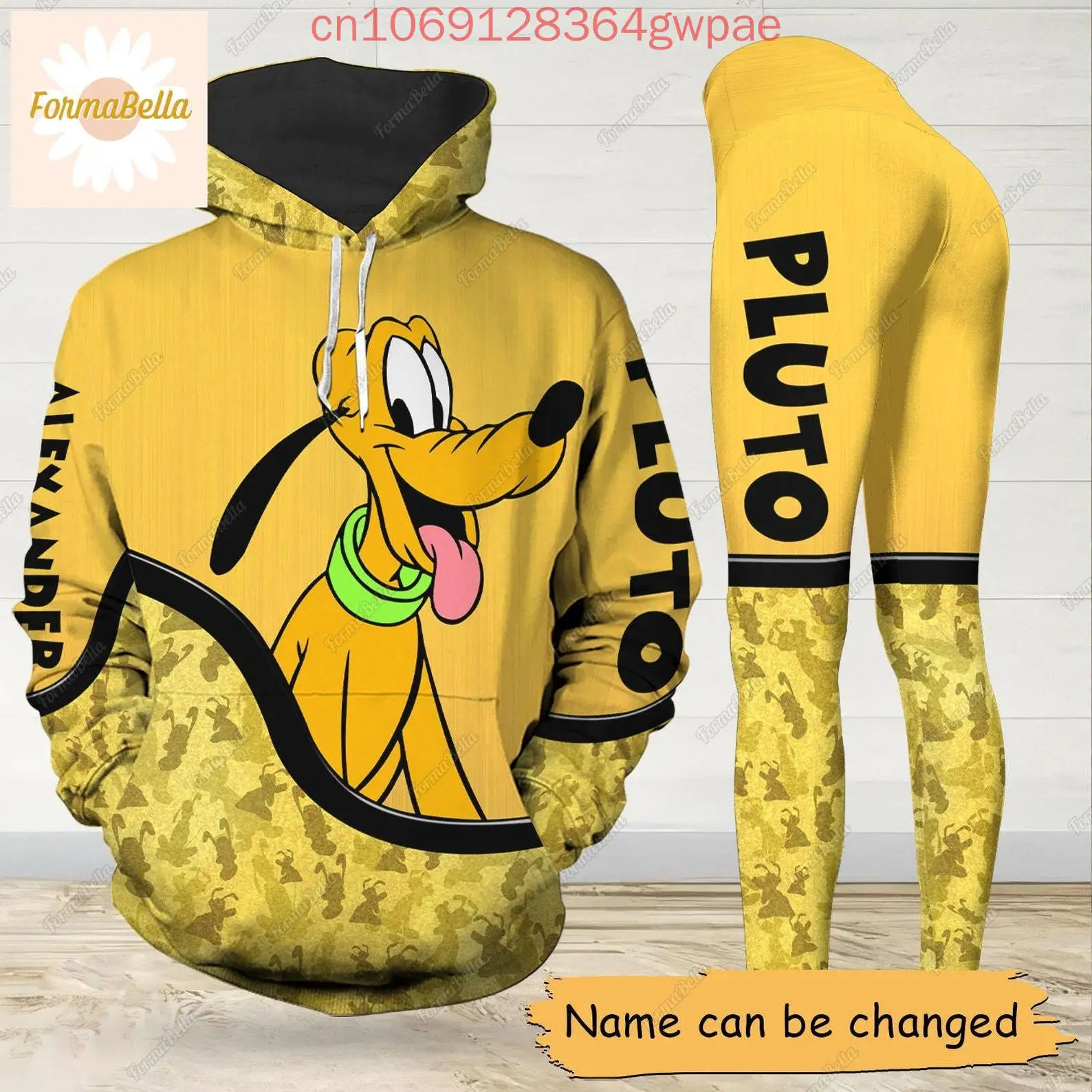 Женская майка и леггинсы с вырезом Disney Goofy Pluto, комплект для йоги, летний спортивный костюм для фитнеса, полые майки, леггинсы, костюм