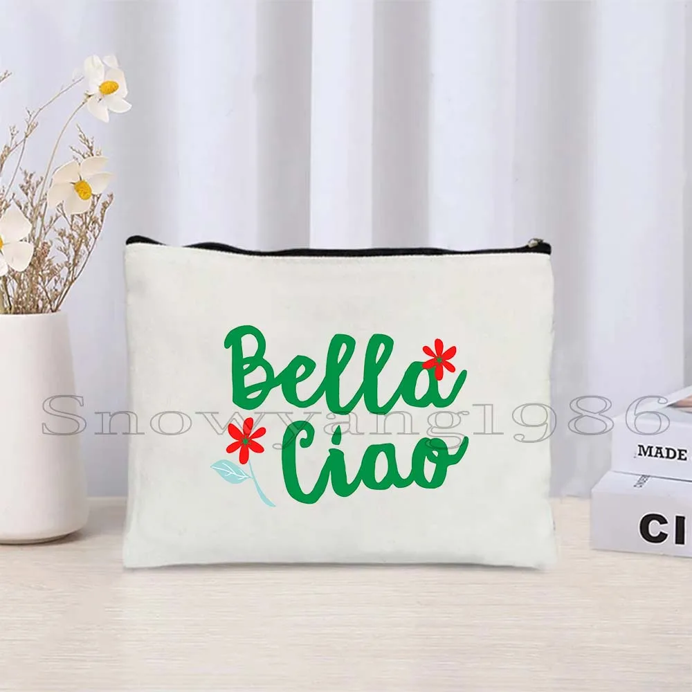 Фото Цветочный Ciao Bella, итальянская девушка, подарки, грязная булочка, флаг, Италия, Итальянская Пиза, Рим, косметичка, дорожная сумка для хранения, пенал №4