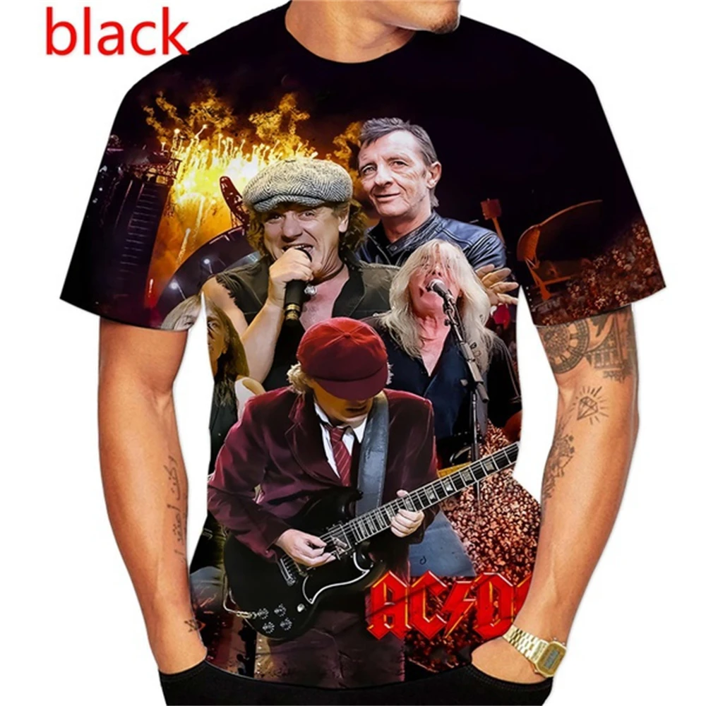 Фото 2024 Новая летняя мужская одежда Metal Rock Band AC/DC 3D-принт Модная детская футболка с круглым вырезом Повседневная рубашка для мальчиков и девочек Топы №2