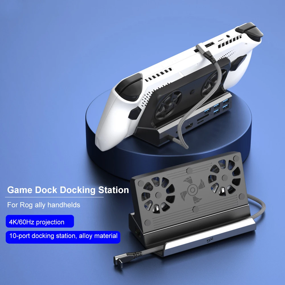 Фото Док-станция Steam Deck с вентилятором, док-станция 11 в 1, совместимая с HDMI, 4k @ 60 Гц, Gigabit Ethernet, Стандартная зарядка PD для консоли ROG Ally №3