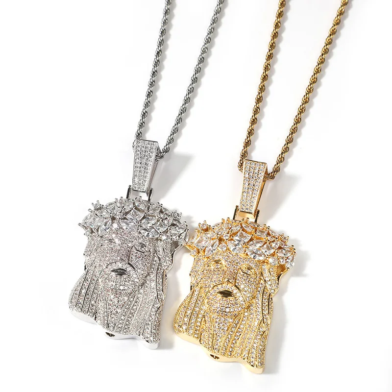 Хип-хоп микро-асфальтированный 3A + кубический цирконий Bling Iced Out JESUS PIECE подвески ожерелья для мужчин рэпер ювелирные изделия цвета: золото, серебро