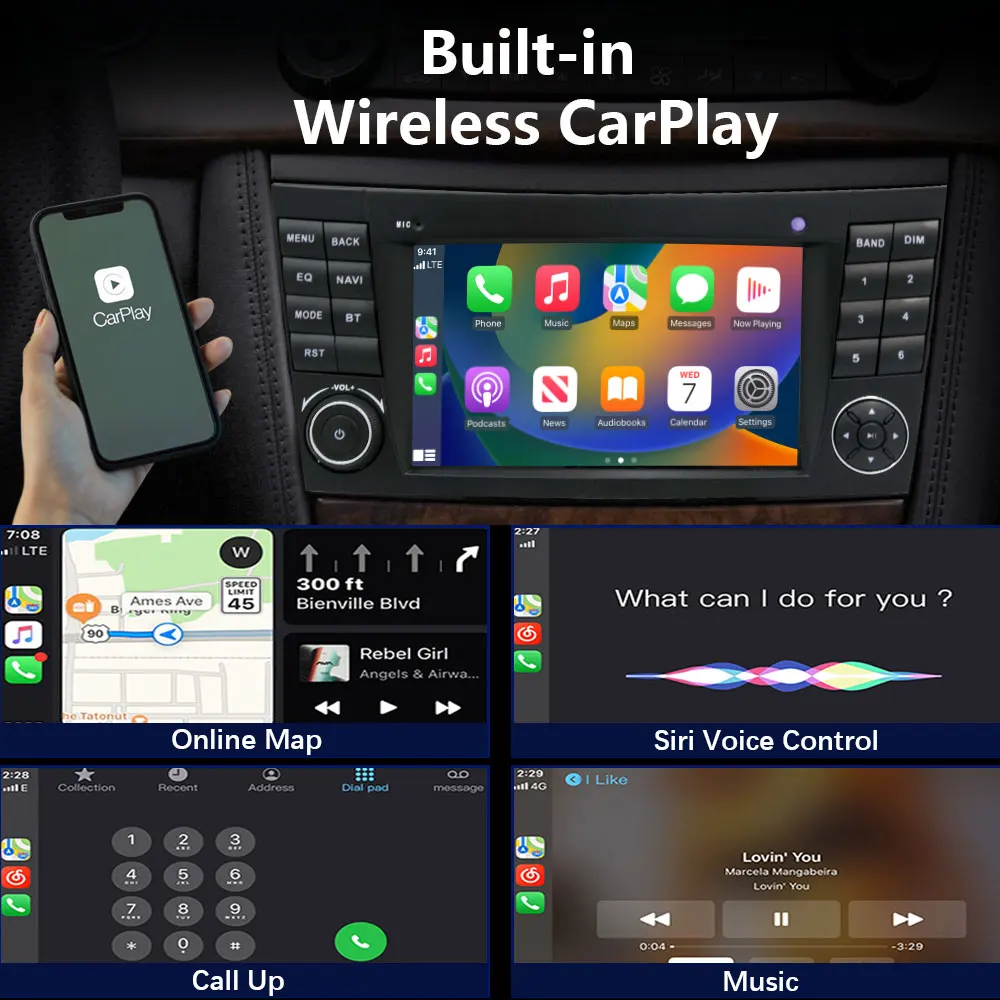 Фото Автомобильный радиоприемник CHSTEK Carplay для Mercedes Benz E Class W463 CLS C219 W211 2008-2012, мультимедийный навигационный плеер, GPS WiFi Android 13 №3