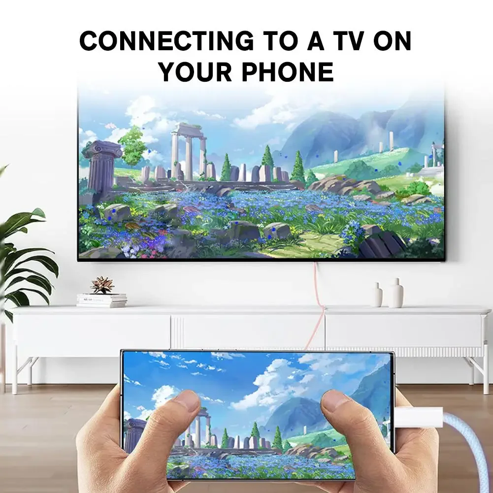 Фото 4K 60 Гц/30 Гц USB-кабель типа C к HDMI-совместимому с PD 100 Вт Thunderbolt 4/3, совместимый для iPhone 15 Air iPad Samsung HDTV №3