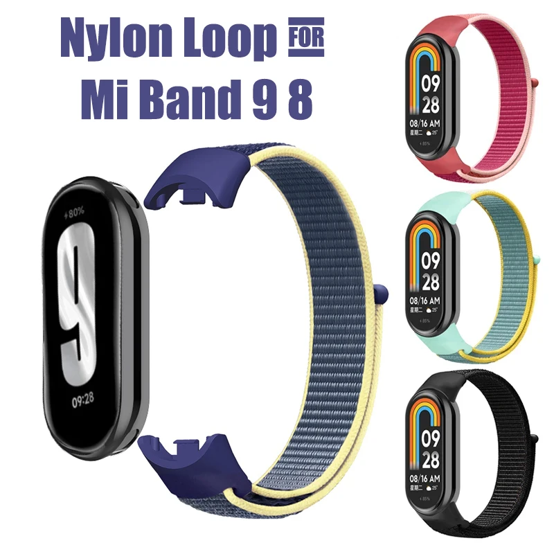 Нейлоновый ремешок для Xiaomi Band 9 8 NFC Tali для Mi Band 7/6/5/4/3 Xiaomi 9 8 7 6 5 4 3 Браслет Smartwatch Band Аксессуары