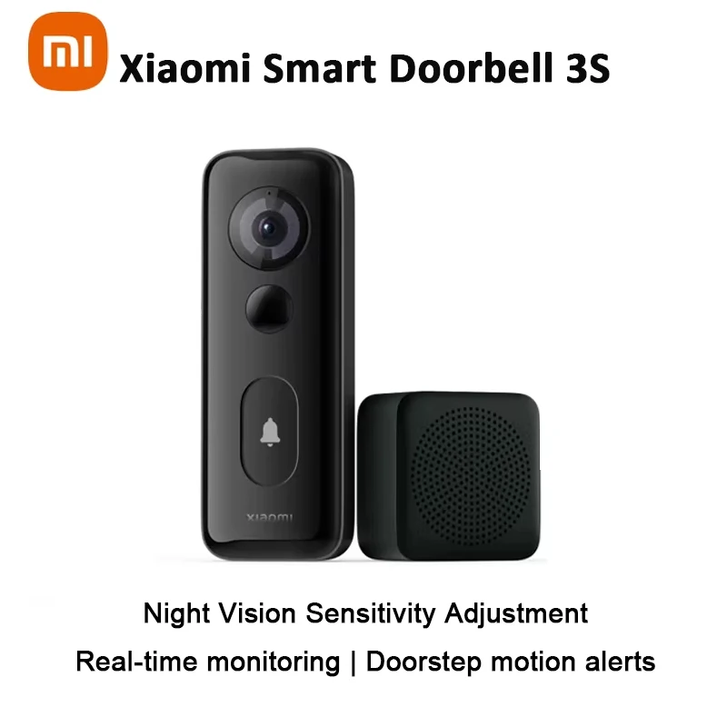 Умный дверной звонок Xiaomi 3S IP65, водонепроницаемый, 2K, ультра HD, ночное видение, длинная батарея, AI, распознавание человека, видео, умный дверной звонок