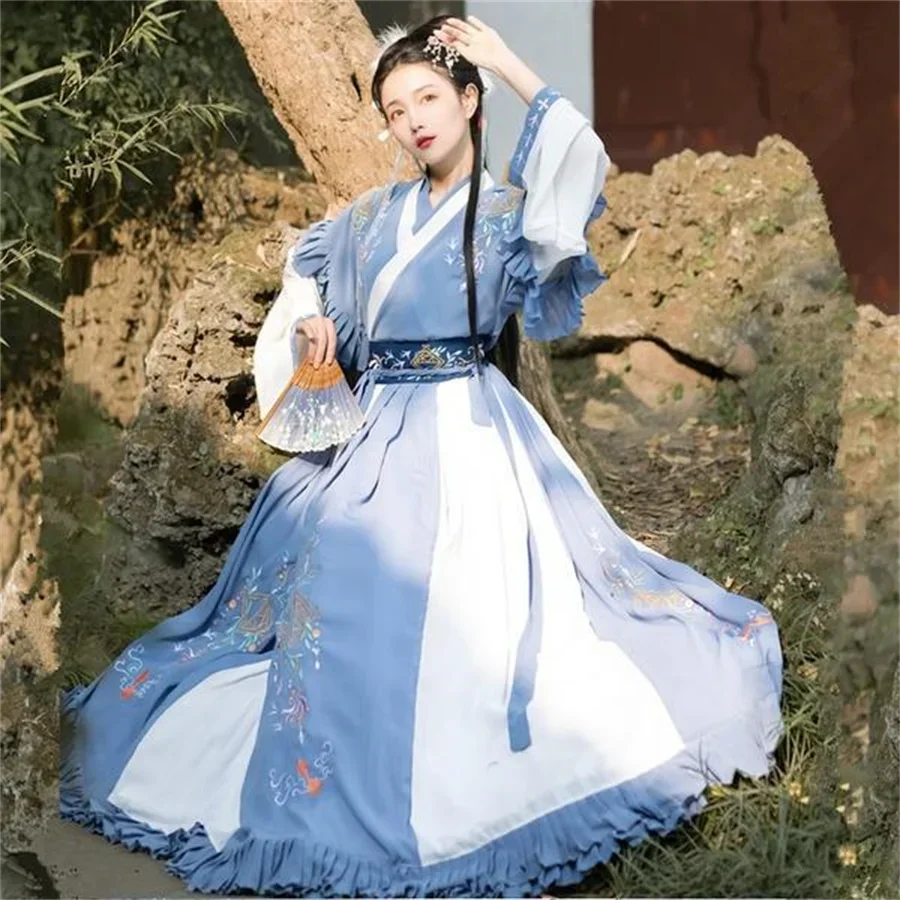 Фото Disfraz de Hanfu rojo традиционное китайское женское платье, платье de dinastía Han, бордо Wei Jin, Princesa de baile folclórico, n №3