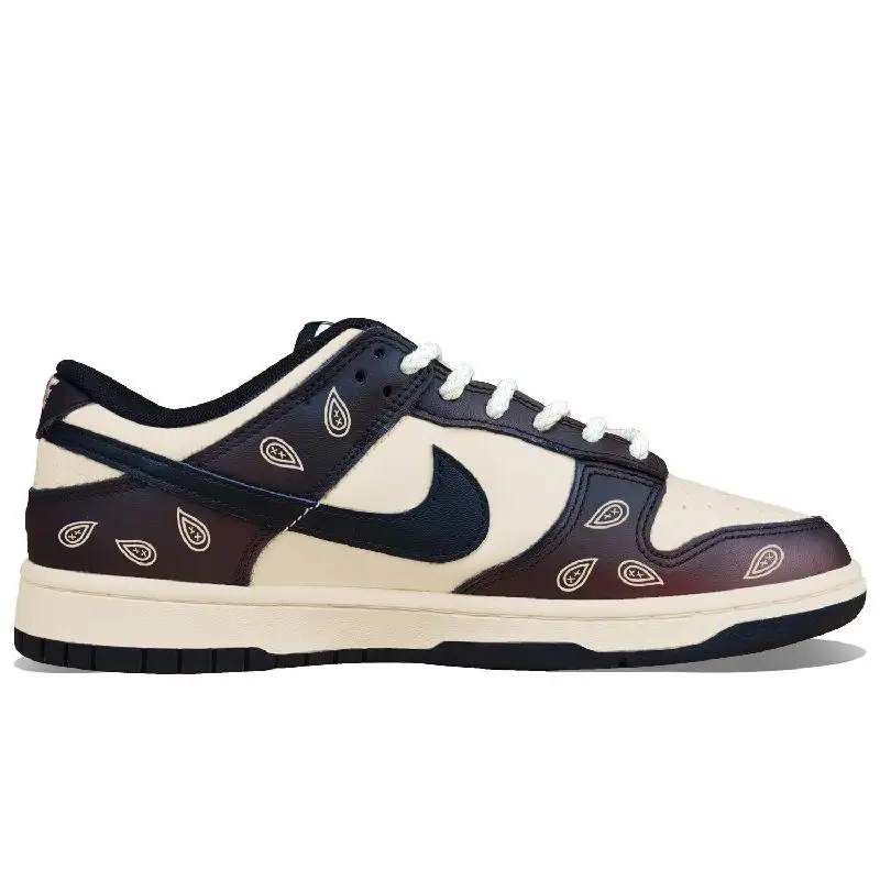 Фото [На заказ Mocha Coffee Cashew Flower Girl gs] Низкие низкие туфли для скейтборда Nike Dunk GS Коричневый Черный №2