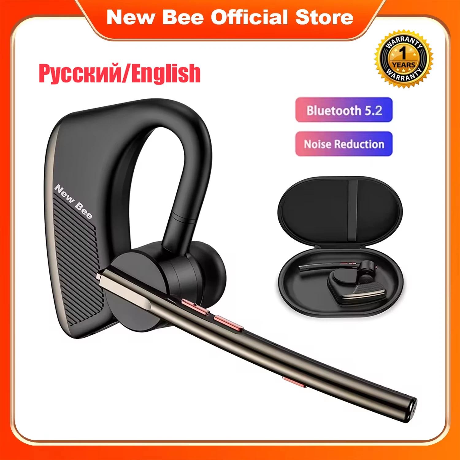 Новая беспроводная Bluetooth-гарнитура Bee M50 5,2, наушники с двойным микрофоном, громкая связь, бизнес CVC8.0, наушник с шумоподавлением