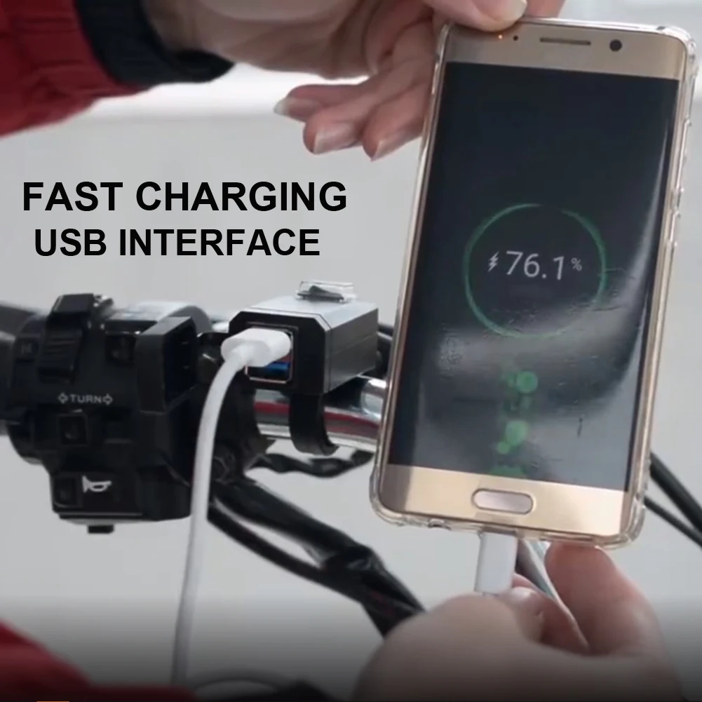 Универсальное мотоциклетное Зарядное устройство USB QC3.0, водонепроницаемое быстросменное зарядное устройство с двумя USB-портами 12 В, адаптер питания для iphone, Samsung, Huawei