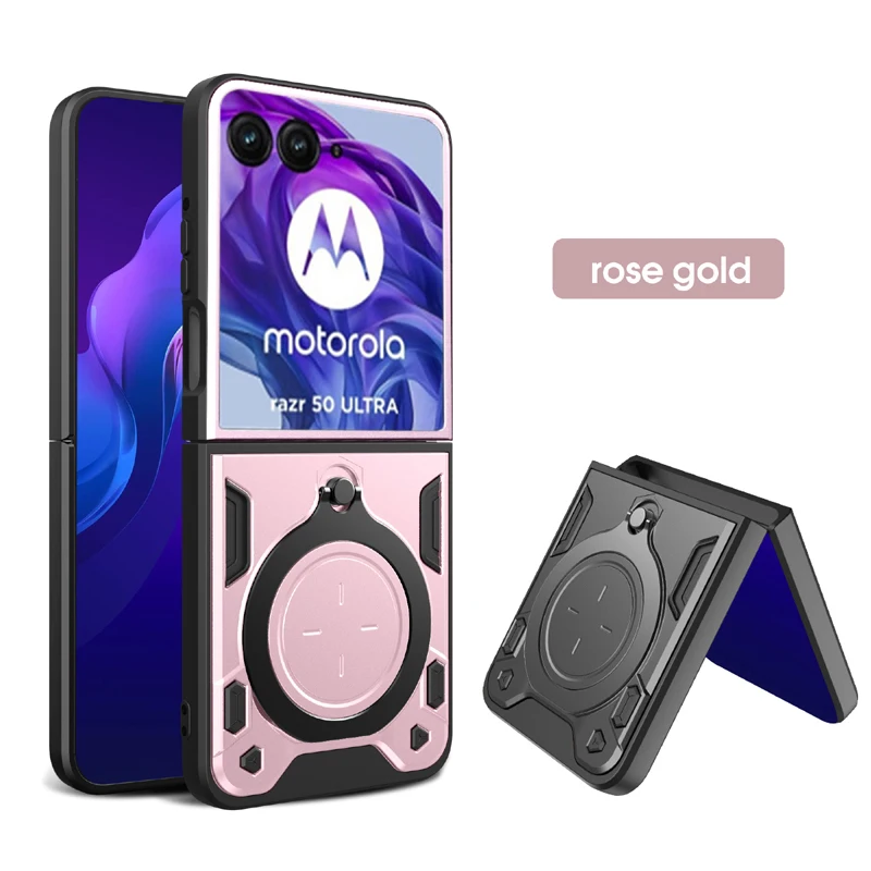 Фото Чехол для MOTO Razr 40 50 Ultra Plus 2024, держатель с магнитным поворотным кольцом, подставка, тяжелый противоударный чехол для телефона, чехол №3