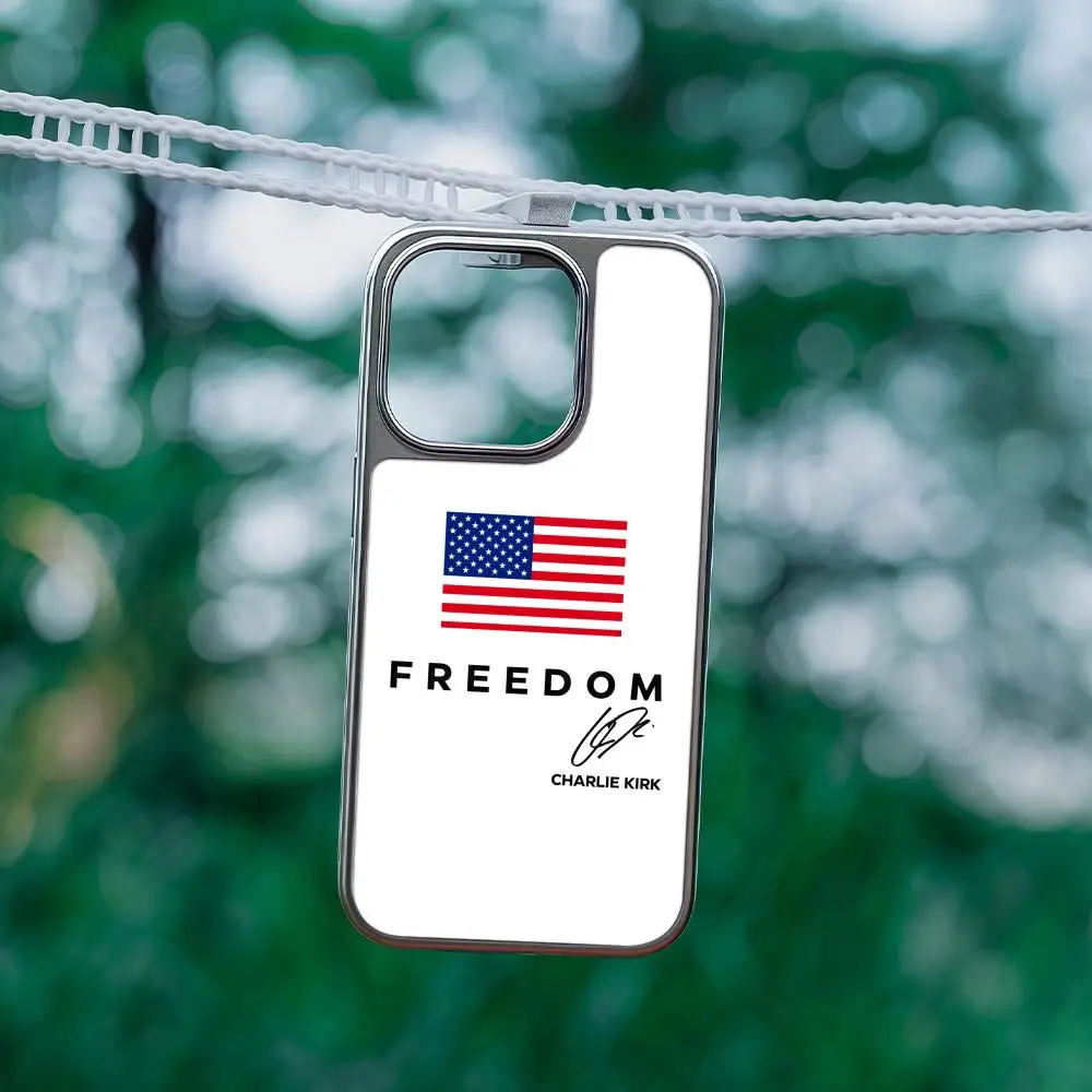 Фото Чехол для телефона Charlie Kirk Freedom для iPhone 17, 16, 15, 14, 13, 12, Pro Max Plus HD, металлический каркас, твердый корпус из углеродного волокна №2