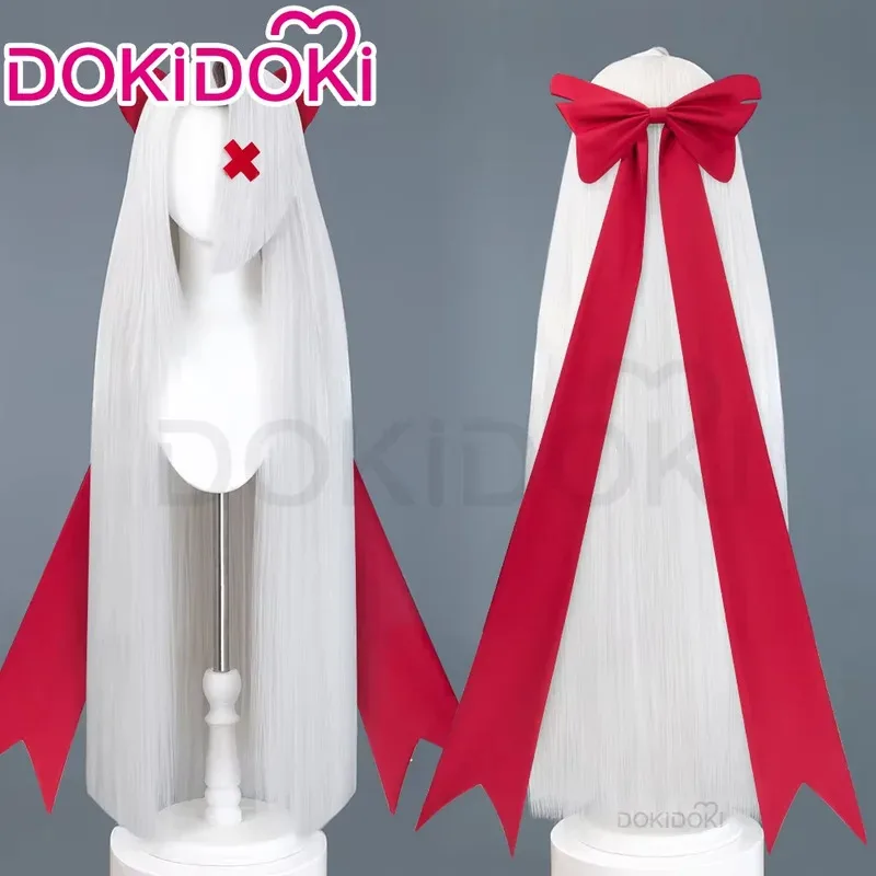 Фото В НАЛИЧИИ Vaggie Cherry Boom Lillth Morningstar парик аниме DokiDoki 100 см длинные волосы Lillth косплей предварительно гофрированный парик бесплатная кепка №5