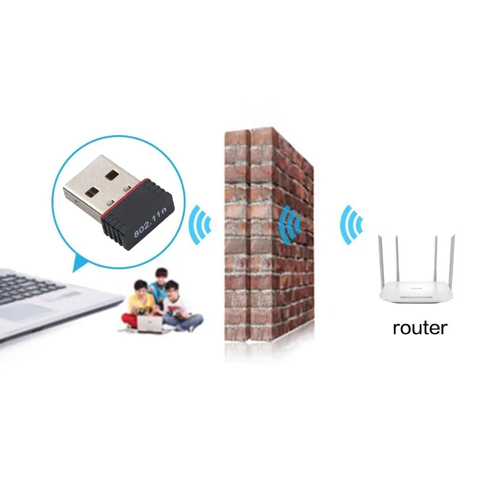 Фото RTL8188 150 Мбит/с USB-адаптер Wi-Fi для Raspberry Pi, адаптер беспроводной сетевой карты Wi-Fi-ключ для настольного ноутбука, ПК с Windows №2