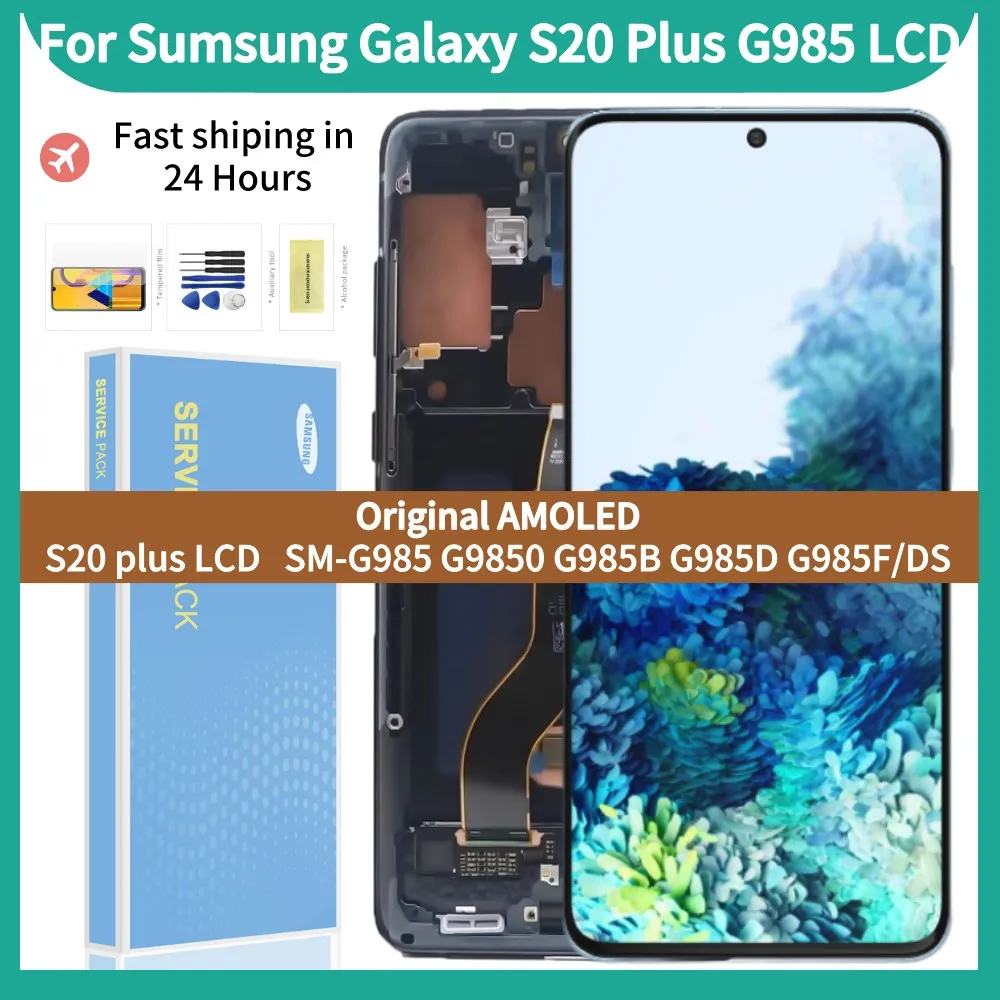 Оригинальный ЖК-дисплей 6,7 дюйма AMOLED для Samsung Galaxy S20 plus, дисплей с черной рамкой, зеркальный G986FD, ЖК-дисплей с сенсорным экраном и дигитайзером...