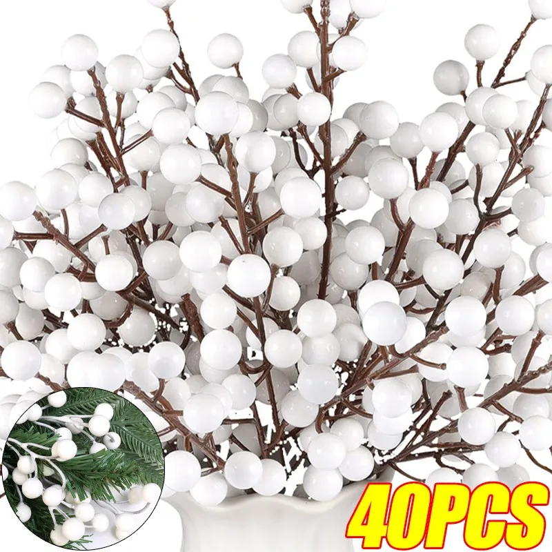 Искусственные ягоды 4/40x, искусственные ягоды, искусственные цветы, рождественские ветки Падуба, венок «сделай сам», Рождественское украшение