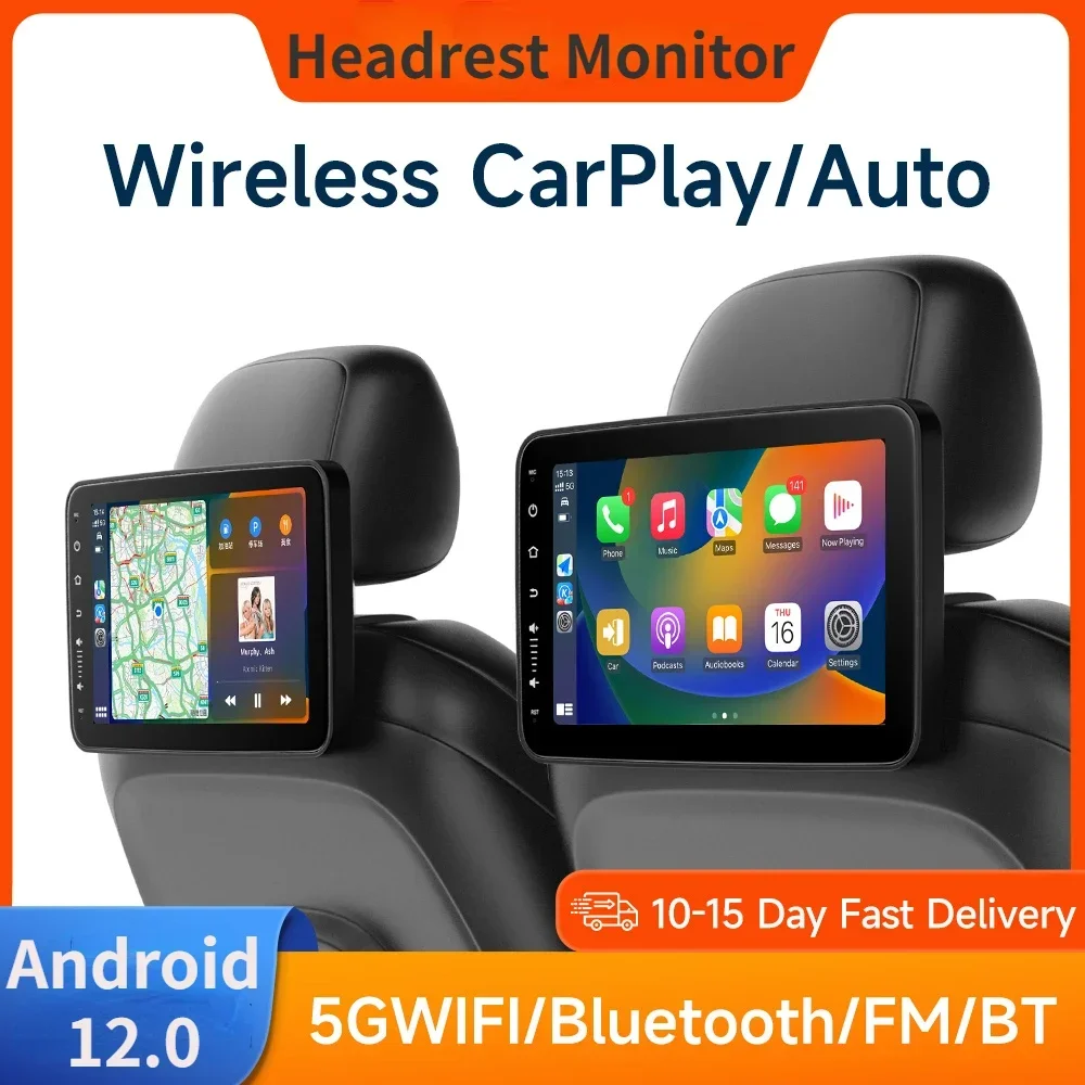 Монитор на подголовник автомобиля, 101 дюйма, Android 12, FM, Bluetooth