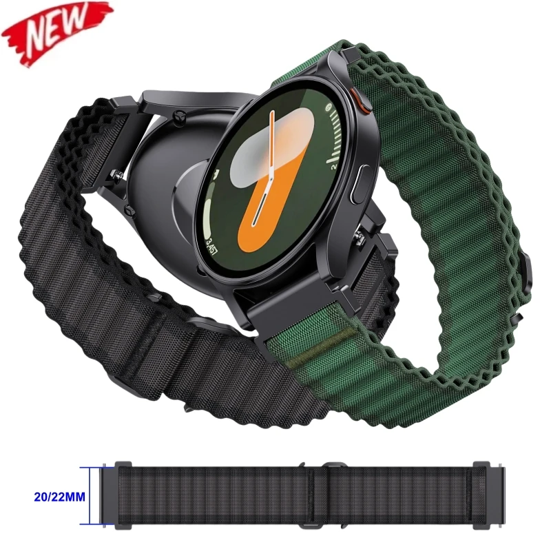 Нейлоновый ремешок 20 мм 22 мм для Samsung Watch 7 44/40 мм Watch3 45 мм ремешок для Samsung Watch 46 мм Watch6 47/43 мм Watch5 44/40 мм браслет