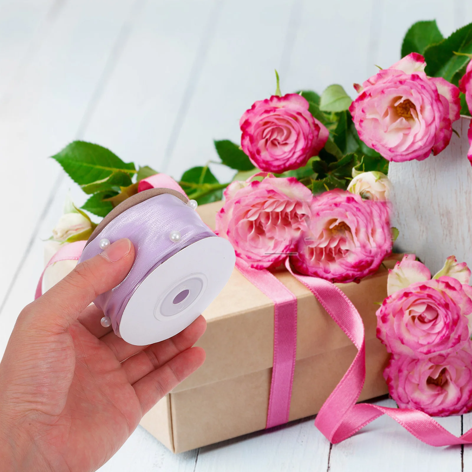 Фото 1 рулон ленты для упаковки цветочного торта, элегантный стиль для DIY, упаковка подарков, зажим для волос, декоративная лента для рукоделия, упаковочные ленты №4