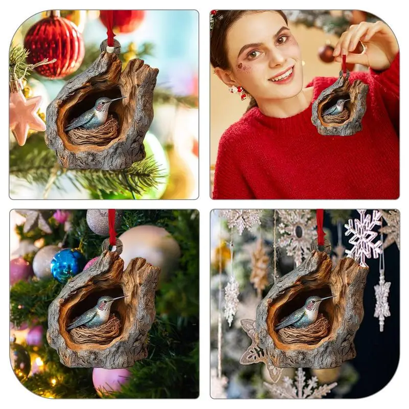 Фото Christmas Decorations Squirrel in Tree Hole Christmas Tree Ornament 2D Acrylic Pendant DIY Animal Decoration Owl Hedgehog Bunny №5