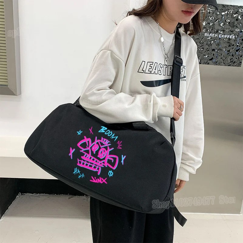 Фото Movie Arcane Jinx League of Legends LOL Sports Shoulder bag Small Travel Bag Large Capacity Storage Crossbody Bag Handheld №2