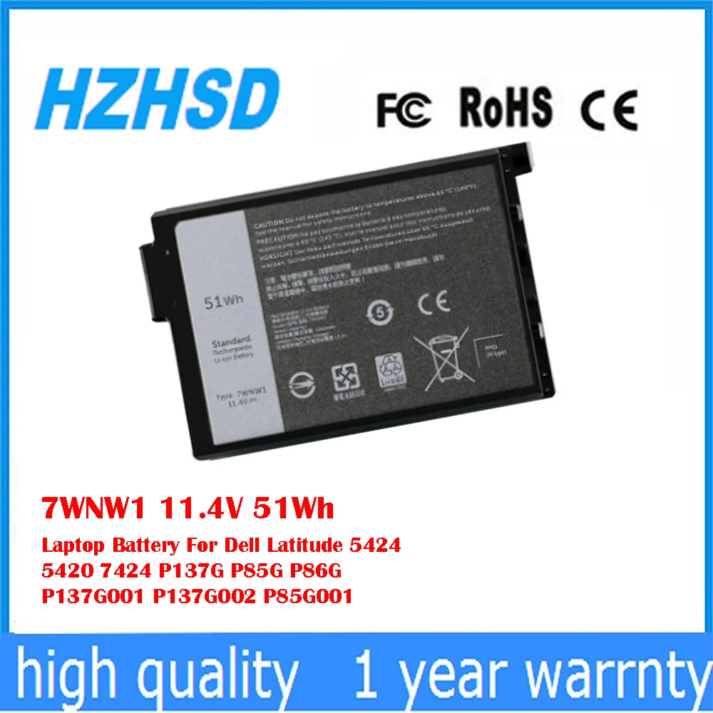 7WNW1 11,4 В 51 Втч аккумулятор для ноутбука Dell Latitude 5424 5420 7424 P137G P85G P86G P137G001 P137G002 P85G001 Компьютеры и офис