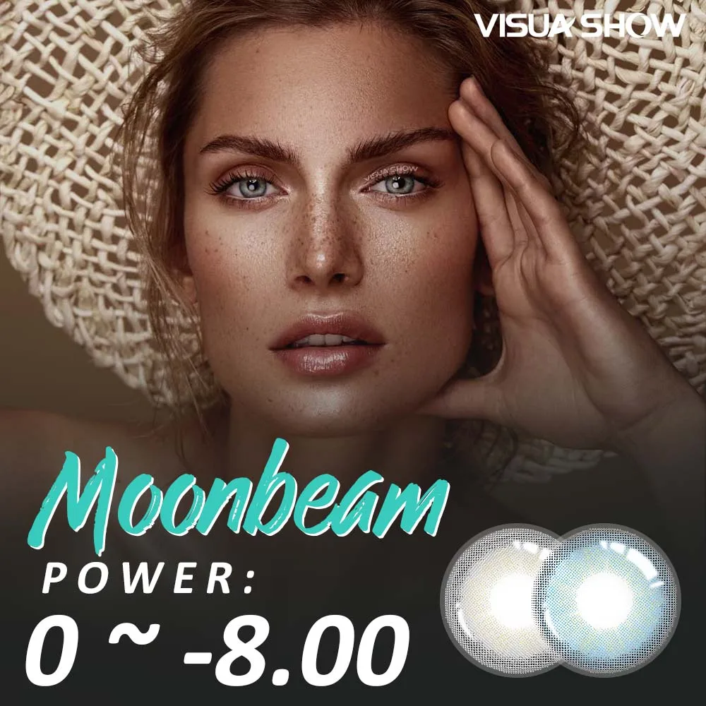 Фото Цветные контактные линзы VISUASHOW Moonbeam, 2 шт., цветные контактные линзы для близорукости с диоптриями-1,00 ~-8,00, натуральные контактные линзы на весь год №2