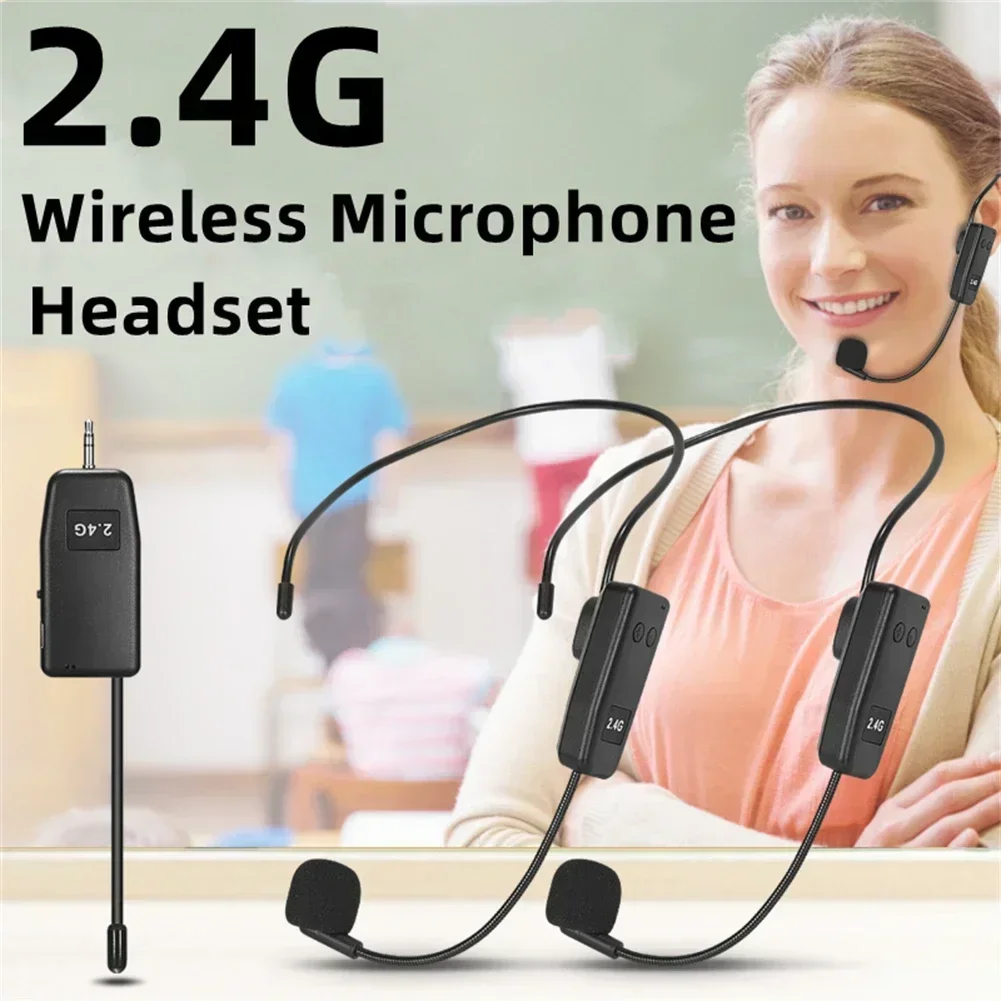 Беспроводная гарнитура и портативный микрофон 2 в 1, 2,4G, портативный беспроводной микрофон, мегафон, гарнитура, радиомикрофон для обучения громкоговорителю (art.: 3920c6dae2e9a) - 3920c6dae2e9a
