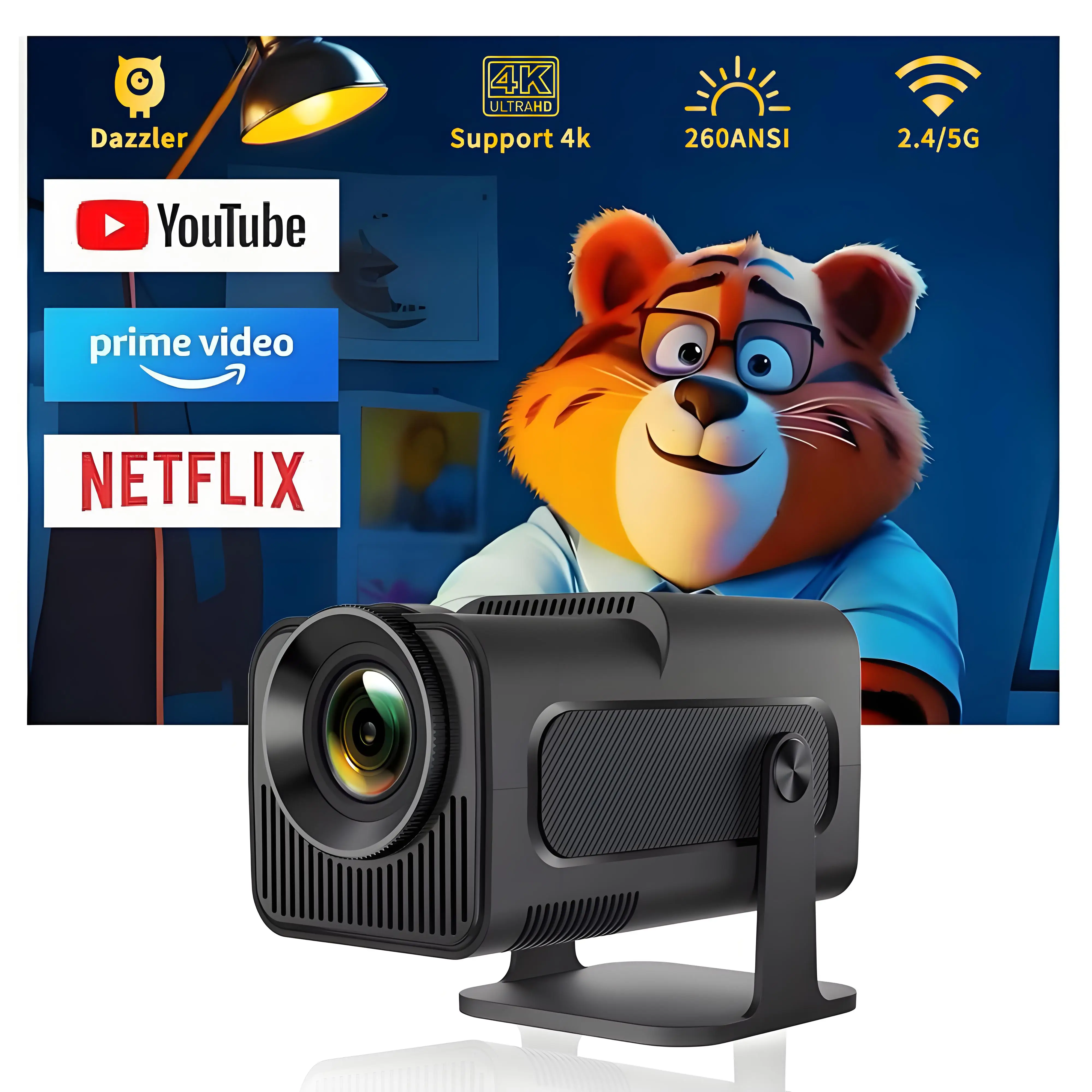 Умный ТВ домашний кинотеатр портативный мини-проектор HY320 с Android 11,0 HD 1080P Full HD проектор для видеоигр