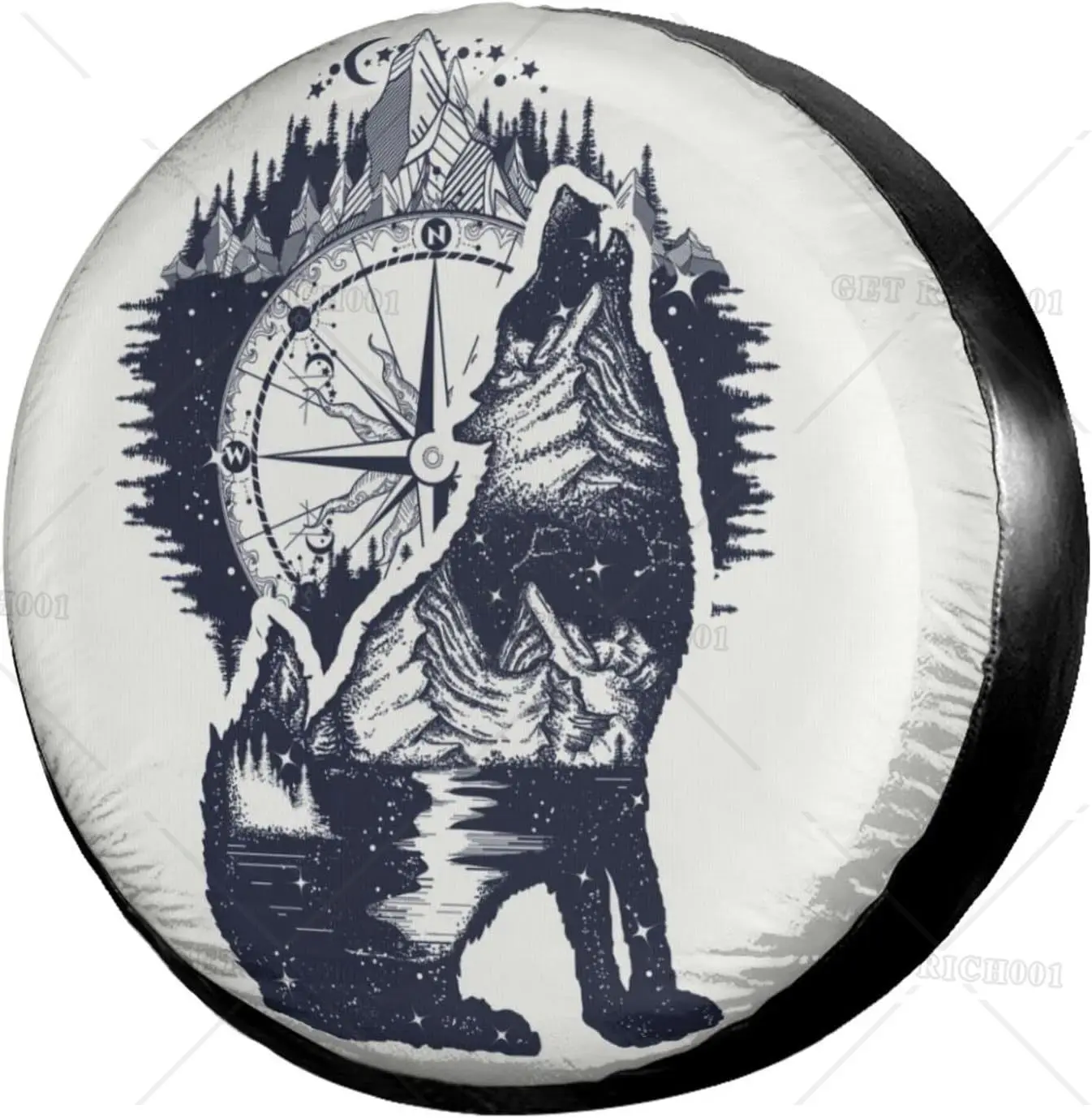 Чехол для запасного колеса Jungle Mountain Wolf and Mountains, пыленепроницаемый чехол для колесного колеса, подходит для прицепа, внедорожника и многих транспортных средств, 14-дюймовый
