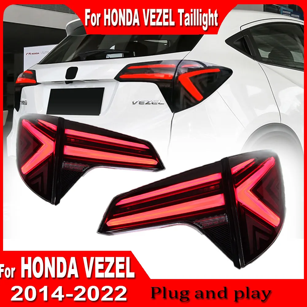 Пара автомобильных фонарей для Honda Vezel 2015 2016-2022, светодиодные автомобильные задние фонари, дневные ходовые огни, динамические указатели поворота, автомобильные аксессуары