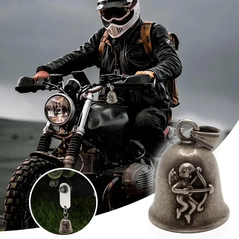 Фото Мотоциклетный колокольчик Lucky Bell Ретро байкерский колокольчик с дизайном ангела Байкерские колокольчики из титановой стали Ангел мотоциклетная подвеска декоративная №5