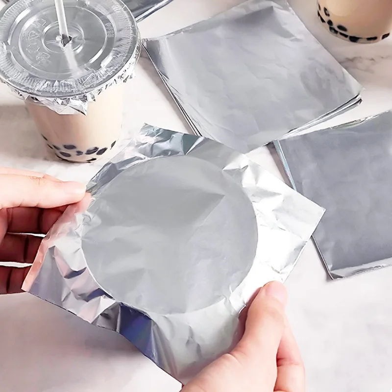 Фото Disposable Leak Proof Paper Seal Aluminum Foil Cover Film Anti Overflow Milk Tea Cover Lid Beverage Cup Anti Leakage Paper Pads №2