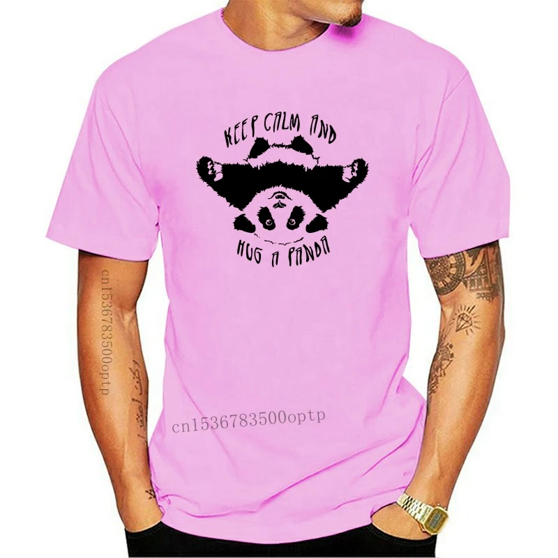 Kaus Lucu Keep Calm And Hug A Panda 100% Katun Uniseks Wanita Diy Kaus продолговатый Dicetak