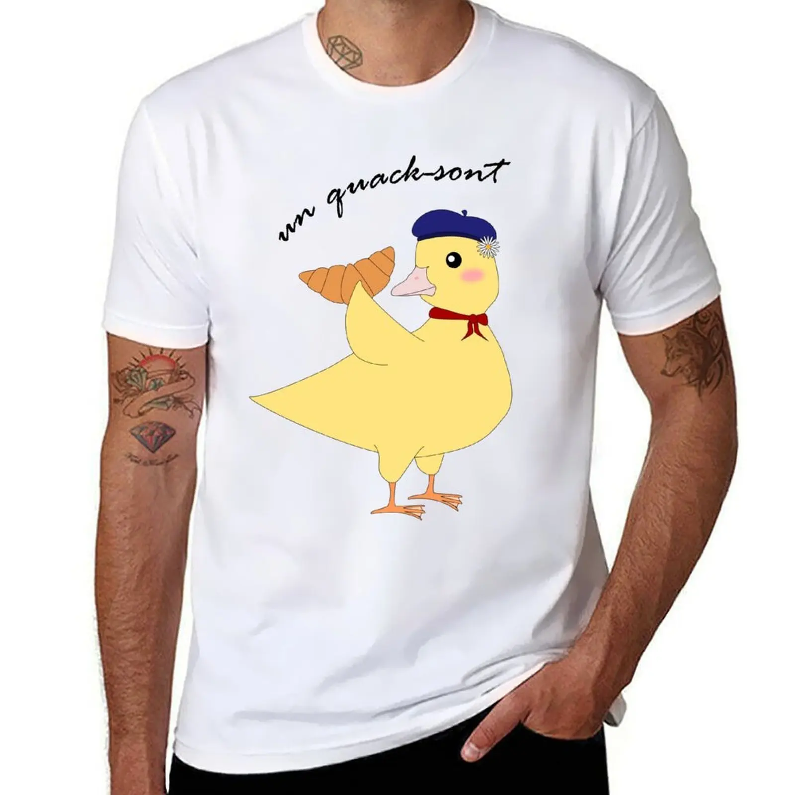 Футболка с французским утенком и круассаном (Quack-sont), незаменимая футболка, мужские забавные футболки с рисунком