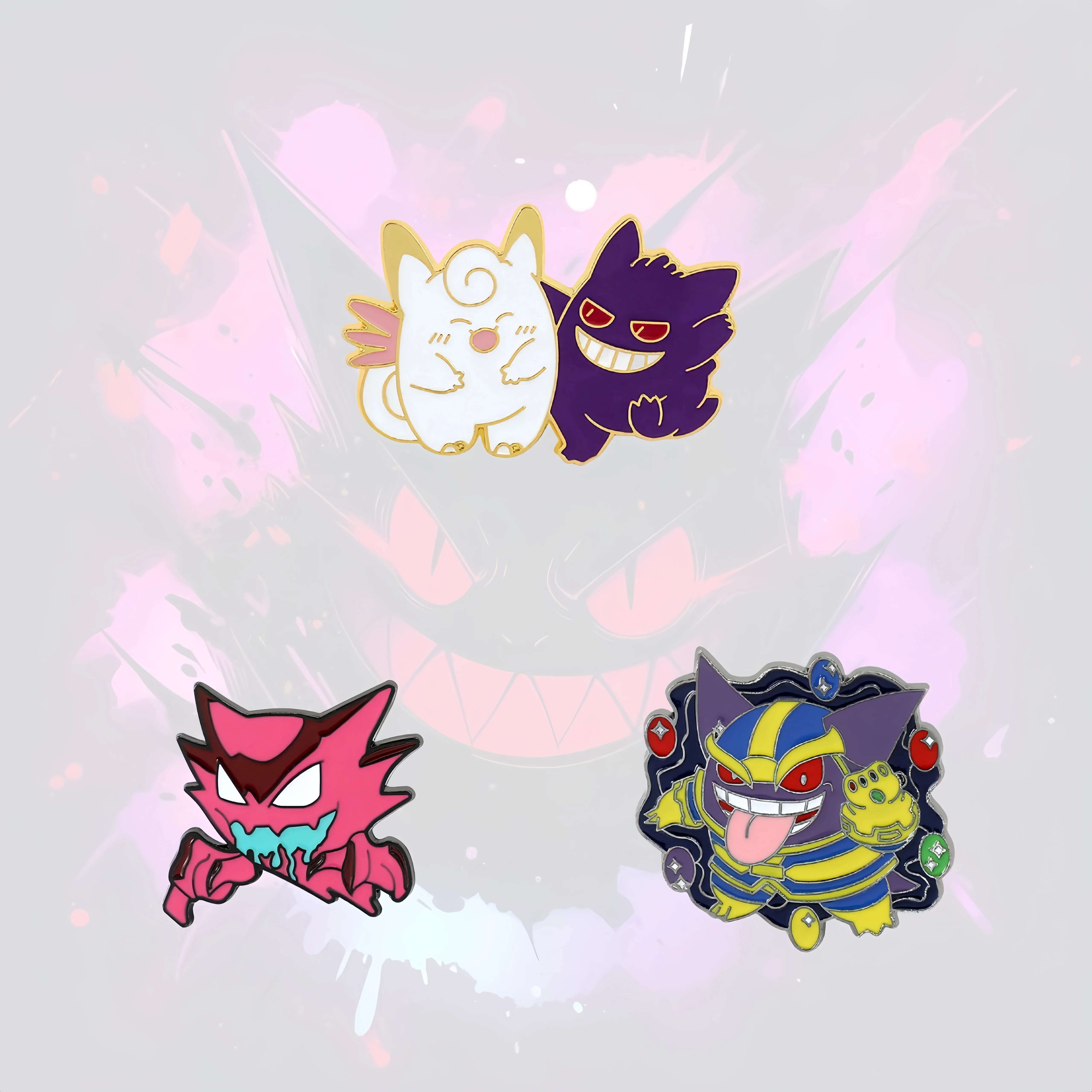 Брошь в стиле аниме Pokemon Genger, глянцевая эмалированная металлическая булавка, модная брошь, подарок для любителей Pokemon