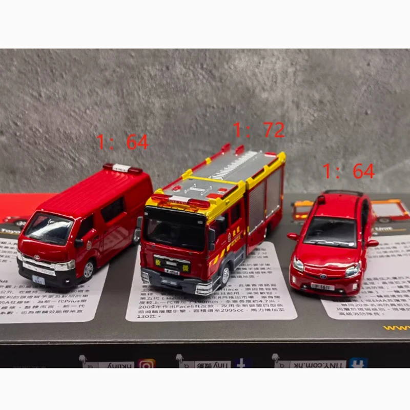 TINY литой под давлением масштаб 1/64 Гонконгский набор пожарной машины MAN Hiace Prius, модель автомобиля из сплава для взрослых, статическая коллекционная модель, подарочная игрушка