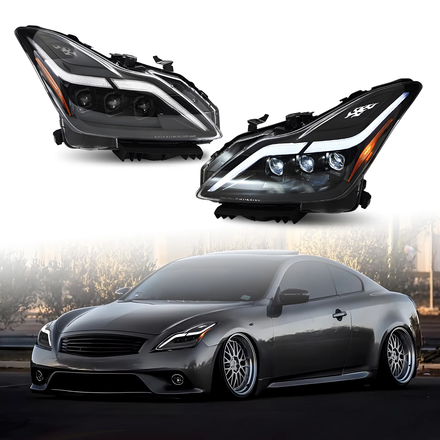 Светодиодные фары для Infiniti G37 2008-2013 DRL Start Up Animation Q60 Coupe Convertible 2014-2015 Автомобильные передние фары