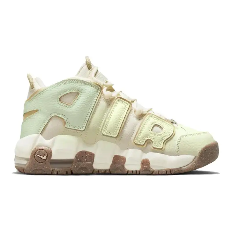 Фото [На заказ желто-зеленый полосатый кожаный навес S-BOX] Nike Air More Uptempo Противоскользящий износостойкий винтажный баскетбольный мяч средней длины S №3
