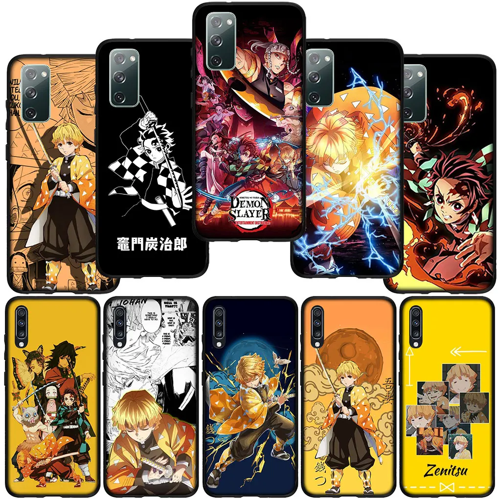 Чехол для телефона Agatsuma Zenitsu Tanjirou рассекающий демонов для Samsung Galaxy S24 S23 Fe Ultra A55 A35 A24 A15 A05 M55 M15 Plus A02 S7