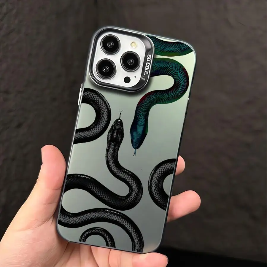 Чехол со змеиным рисунком для iPhone 16 Pro Max 15 Plus 14 13 12 11 16e 15+ 16+ 14+ полноэкранный крутой задний чехол для телефона (art.: 3920cd356e51c) - 3920cd356e51c