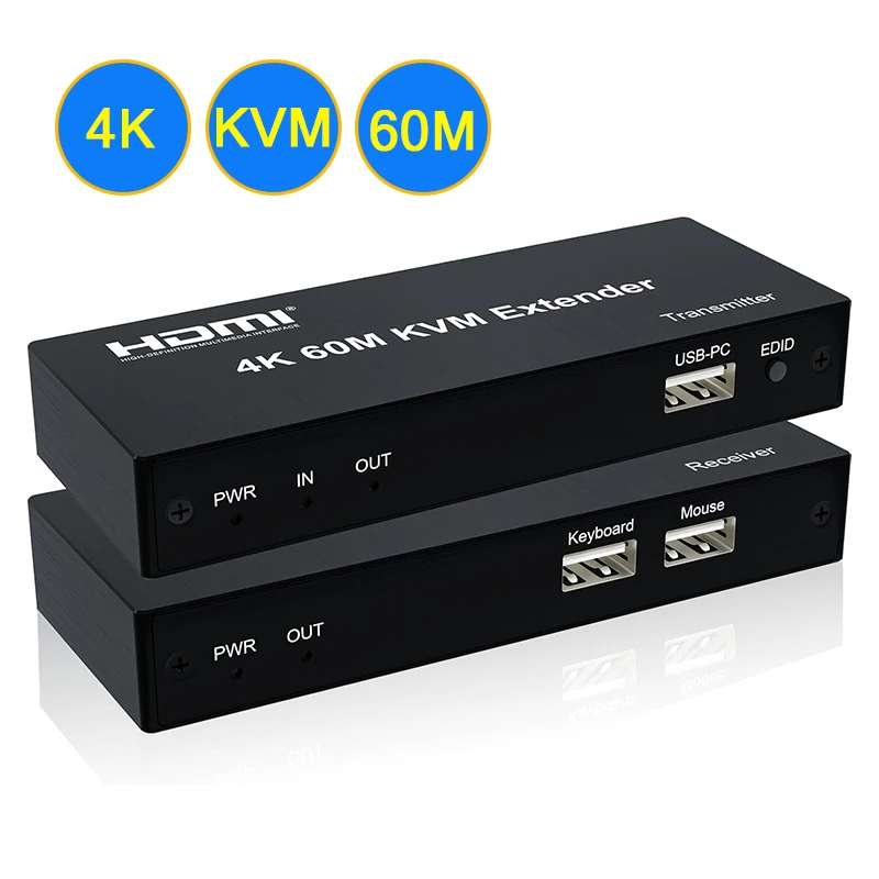 4K @ 30 Гц, 120 м HDMI KVM-удлинитель, 60 м через кабель RJ45 Ethernet Cat6, HDMI USB-удлинитель Ethernet с поддержкой контурного выхода, мышь, клавиатура